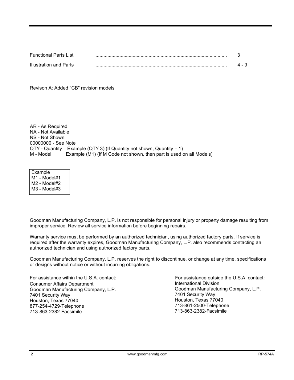 Important information, Index | Goodman Mfg GHS80453AXCA User Manual | Page 2 / 10