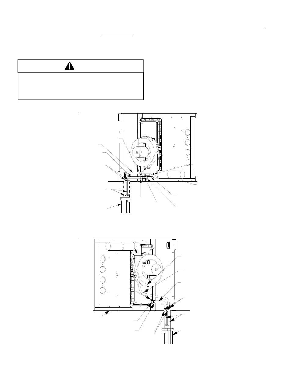 Horizontal connections - right side down, Horizontal connections - left side down, Warning | Goodman Mfg GKS9 User Manual | Page 21 / 36