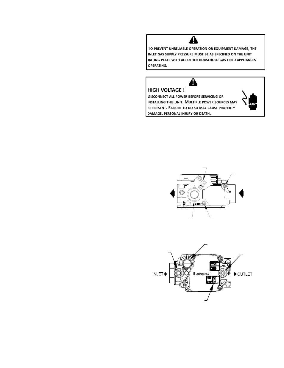 High voltage, Inlet outlet | Goodman Mfg GKS9 User Manual | Page 28 / 36