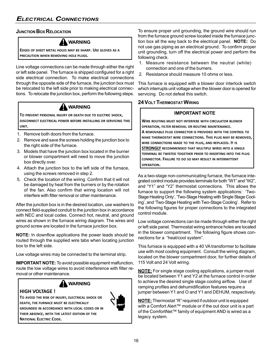 High voltage, 24 v | Goodman Mfg VC8 User Manual | Page 16 / 48