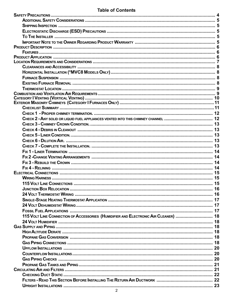 Goodman Mfg VC8 User Manual | Page 2 / 48