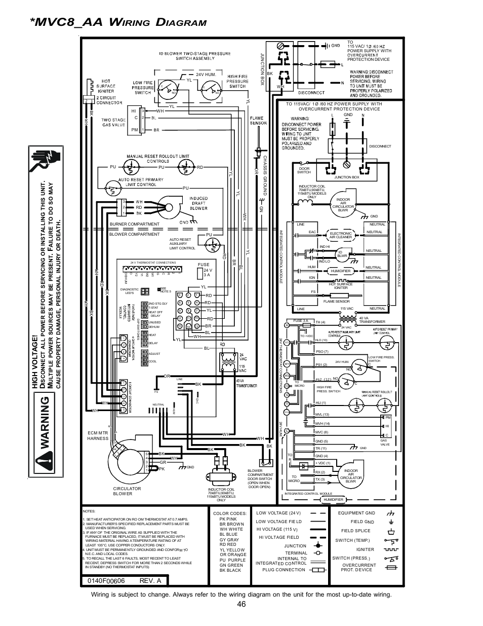 Mvc8_aa w, Iring, Iagram | Goodman Mfg VC8 User Manual | Page 46 / 48