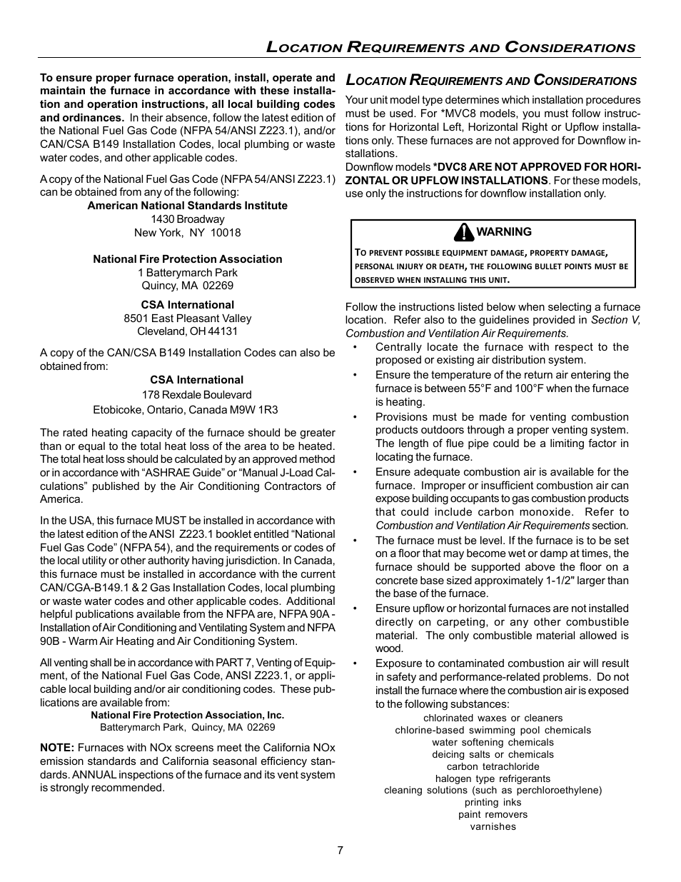 Goodman Mfg VC8 User Manual | Page 7 / 48