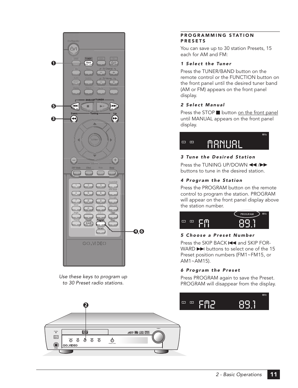 Manual 89.1 fm2, 1 fm | GoVideo DHT7100 User Manual | Page 17 / 42
