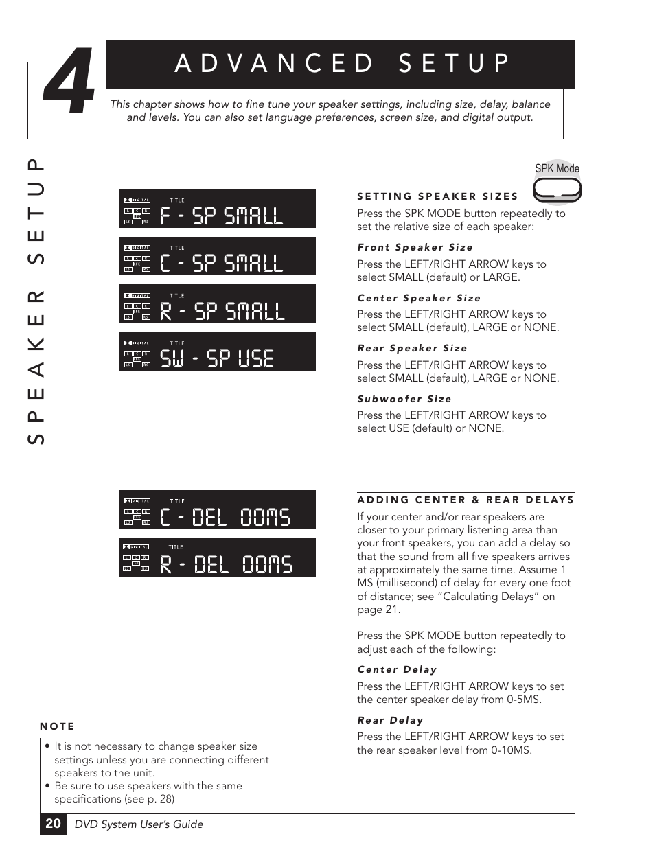 Speaker setup | GoVideo DHT7100 User Manual | Page 26 / 42