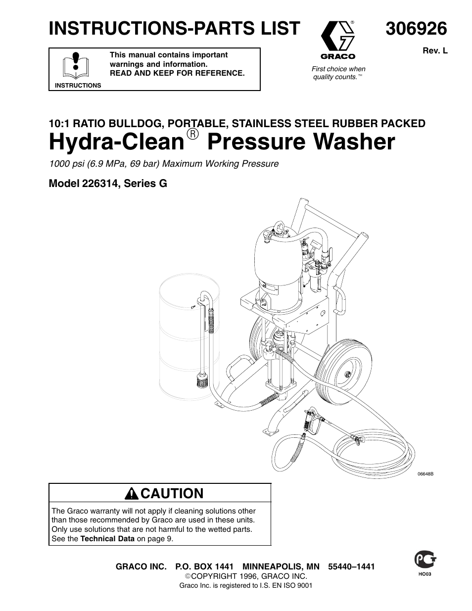 Graco Inc. Hydra-Clean 226314 User Manual | 12 pages