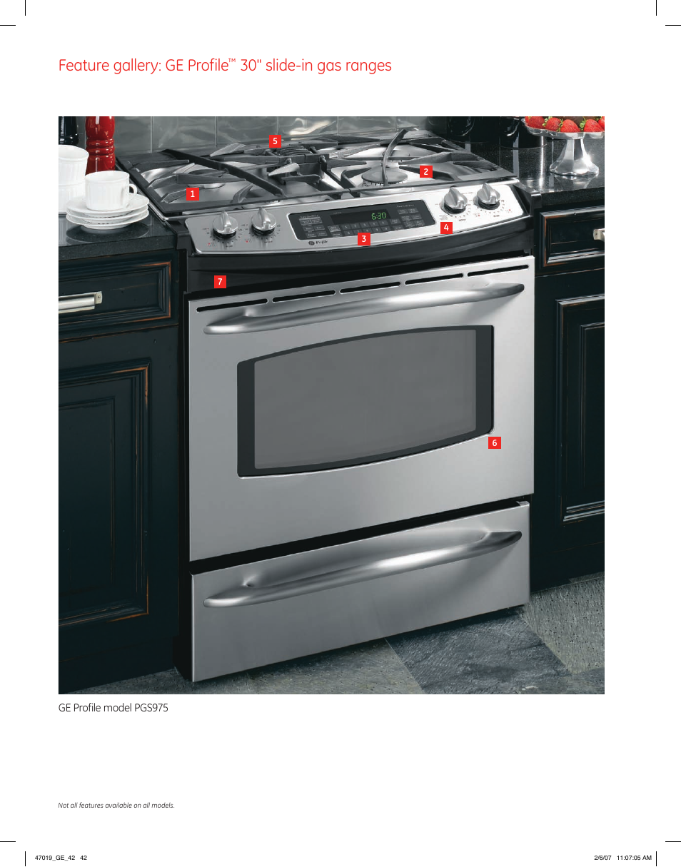 Feature gallery: ge profile, 30" slide-in gas ranges | GE Monogram PGS975 User Manual | Page 4 / 11