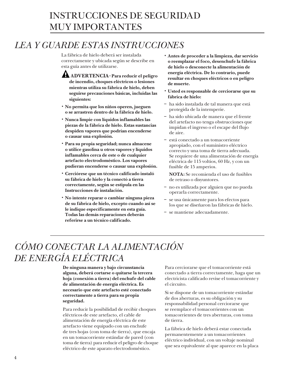 Instrucciones de seguridad, Instrucciones de seguridad -6, Lea y guarde estas instrucciones | GE Monogram ZDIS15 User Manual | Page 32 / 46