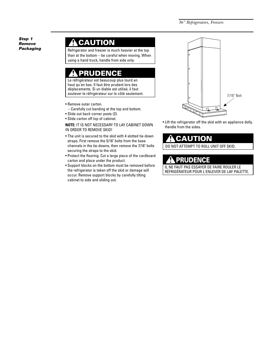 Caution, Prudence, Installation | GE Monogram ZIF36N RH User Manual | Page 13 / 40