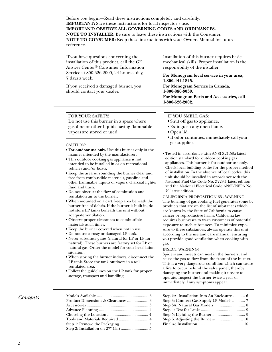 GE Monogram ZX2L SS User Manual | Page 2 / 12