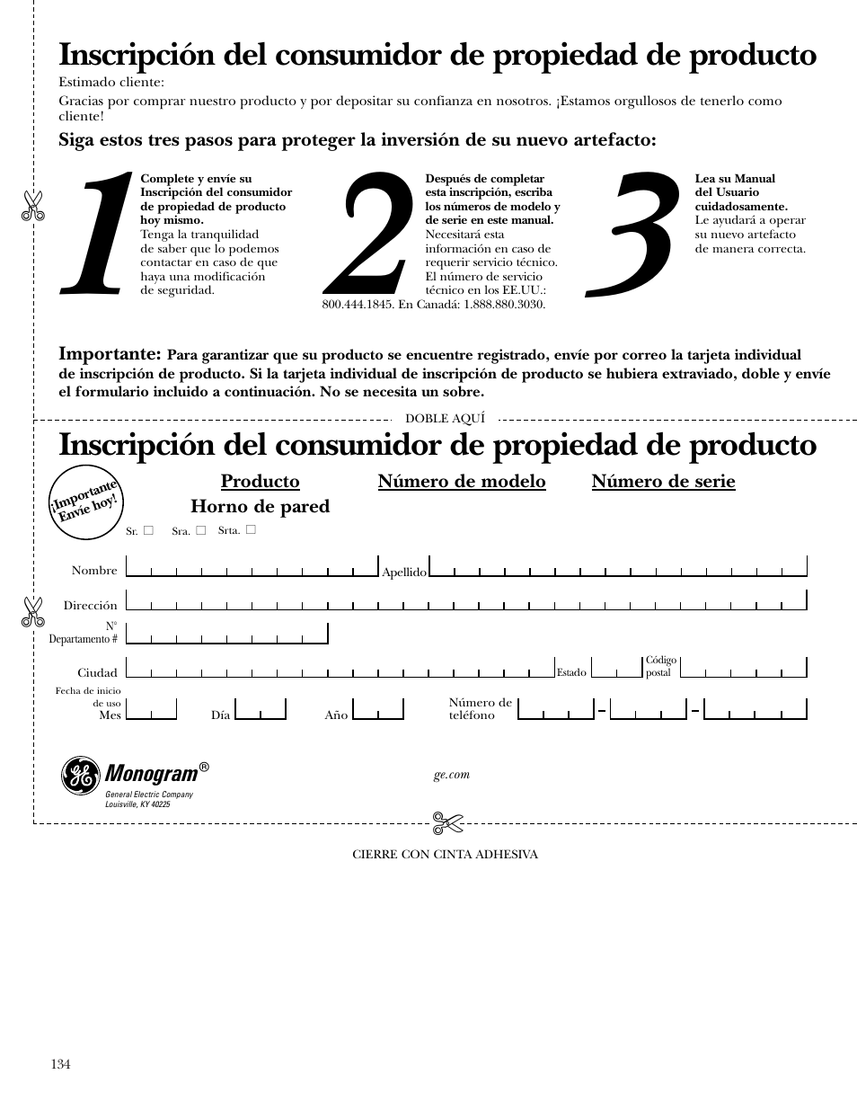 GE Monogram ZEK938 – 27 ″ Single Wall Oven User Manual | Page 134 / 136