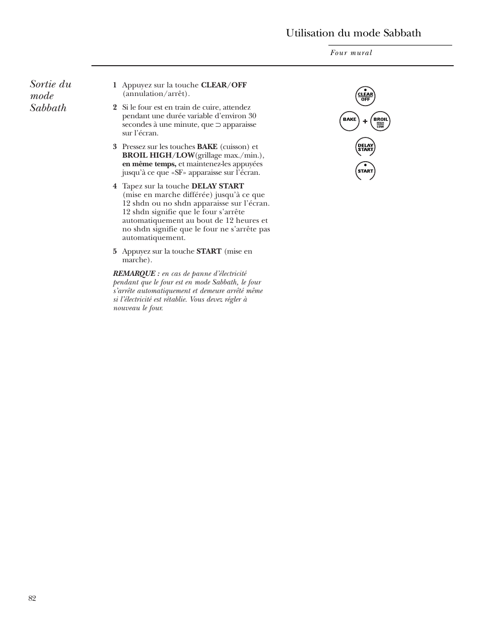 Sortie du mode sabbath, Utilisation du mode sabbath | GE Monogram ZEK938 – 27 ″ Single Wall Oven User Manual | Page 82 / 136