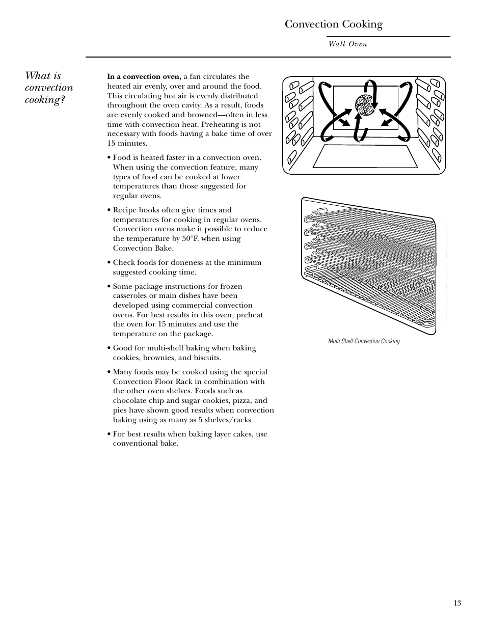 Convection cooking, Convection cooking , 14, What is convection cooking | GE Monogram 30 Wall Oven User Manual | Page 13 / 32