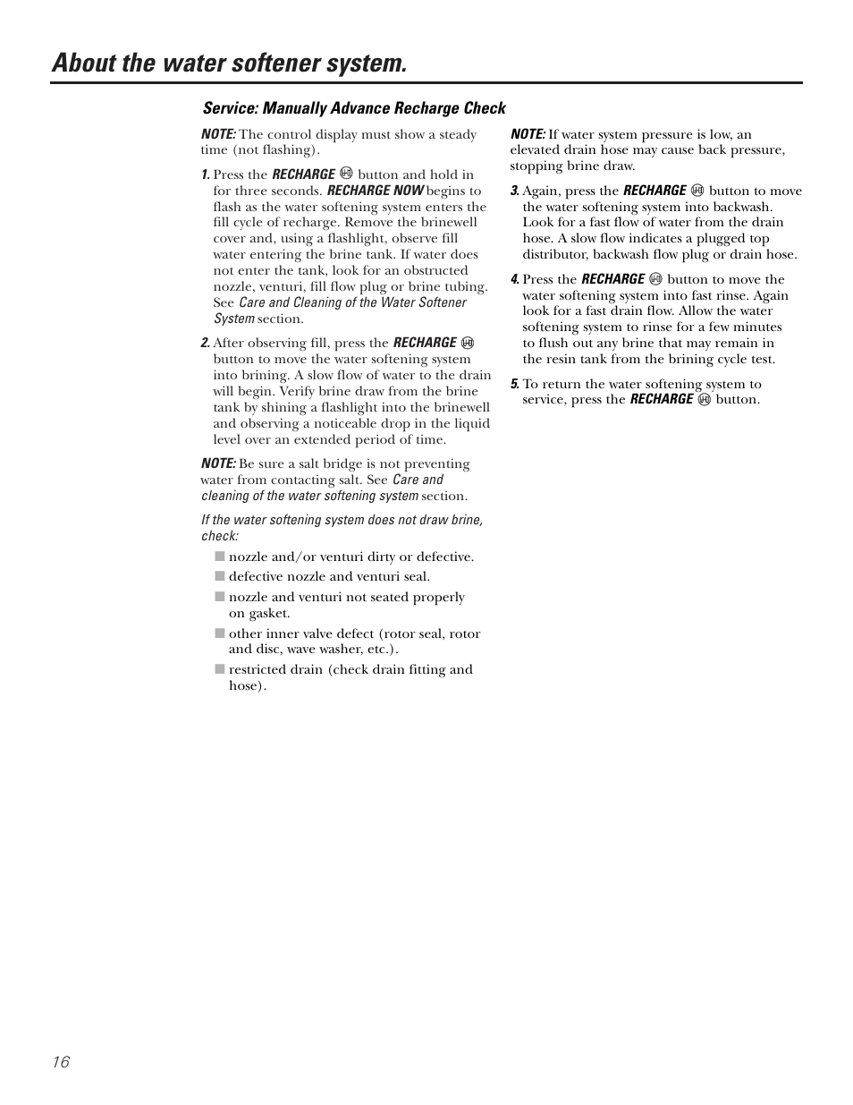 About the water softener system | GE Monogram GXSF30H User Manual | Page 16 / 60
