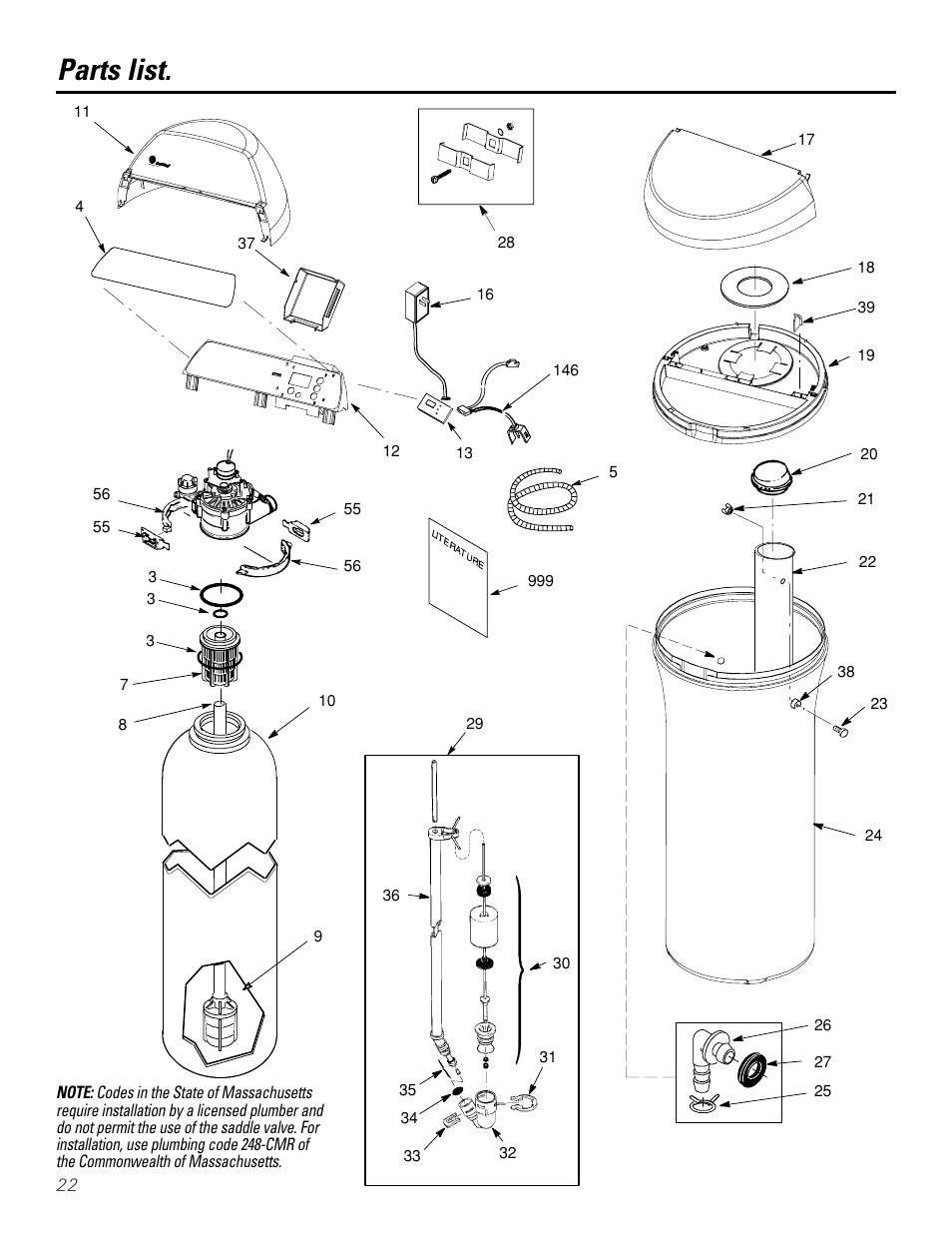 Parts list/catalog, Parts list/catalog –25, Parts list | GE Monogram GXSF30H User Manual | Page 22 / 60