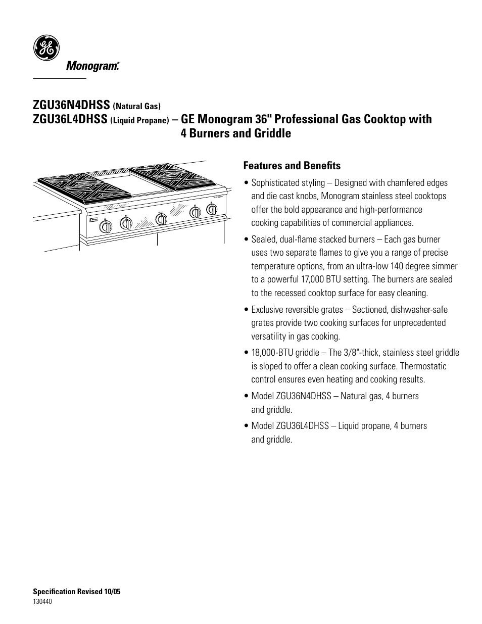 Zgu36n4dhss, Zgu36l4dhss | GE Monogram MONOGRAM ZGU36L4DHSS User Manual | Page 3 / 3