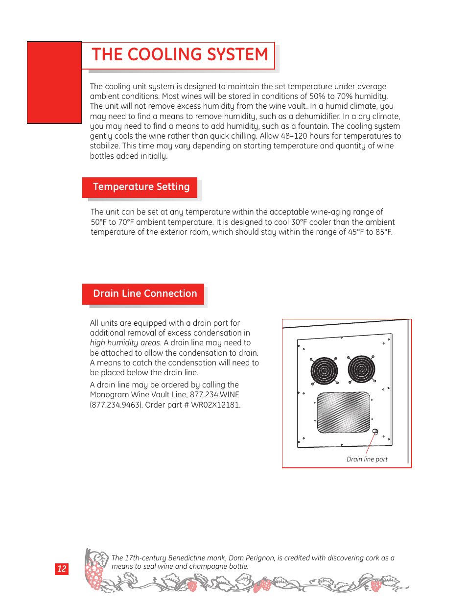 The cooling system, The cooling system –17 | GE Monogram Wine Vault User Manual | Page 12 / 40