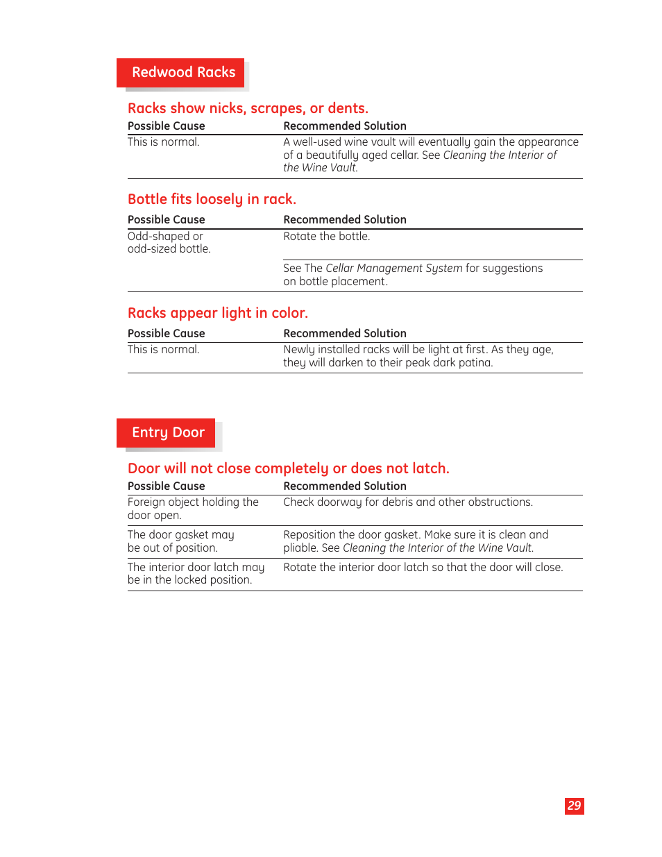 GE Monogram Wine Vault User Manual | Page 29 / 40