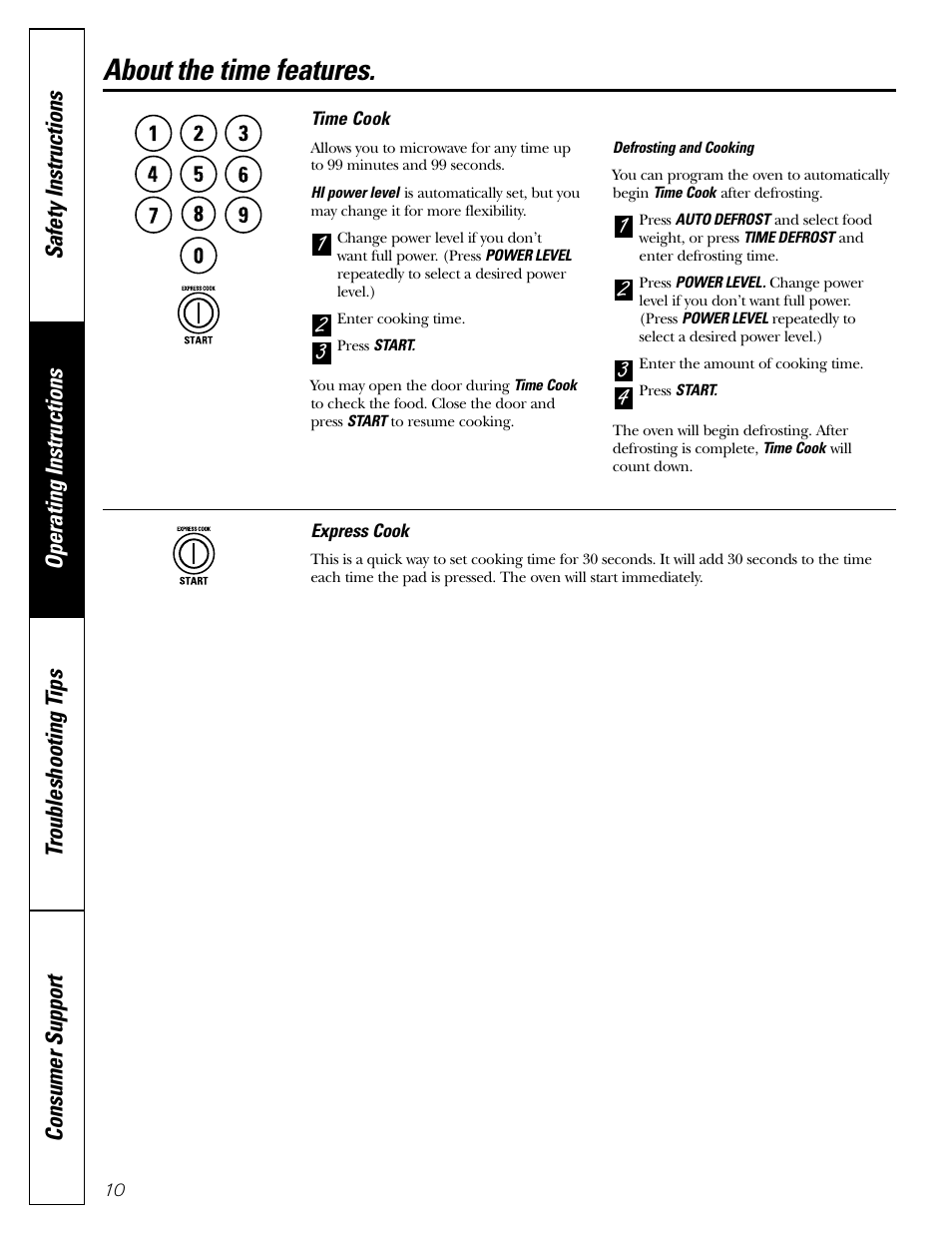 Time features, Time features –12, About the time features | GE Monogram JES1142SJ User Manual | Page 10 / 24