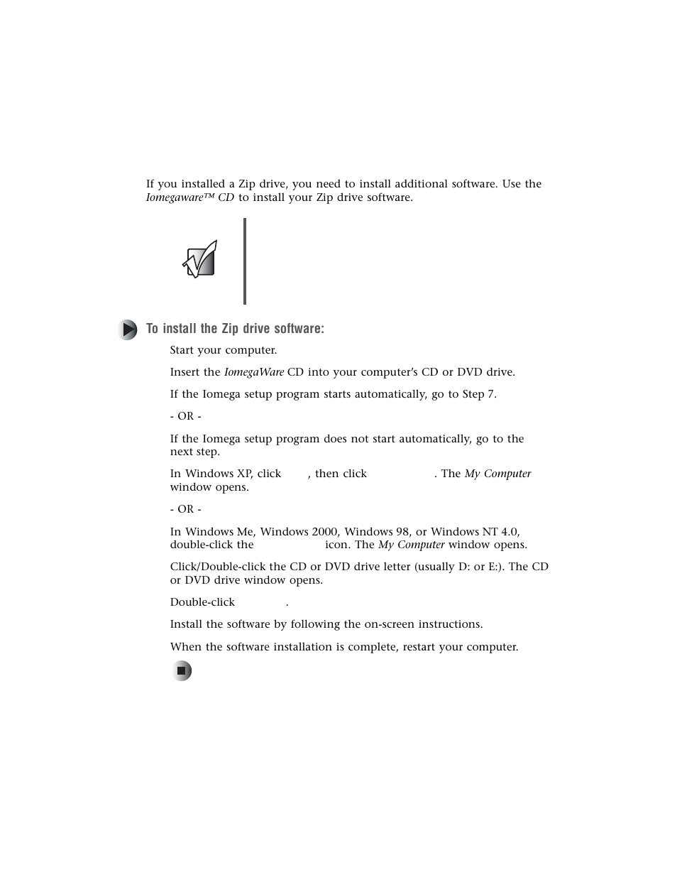 Installing zip drive software | Gateway Computer Drive User Manual | Page 34 / 58