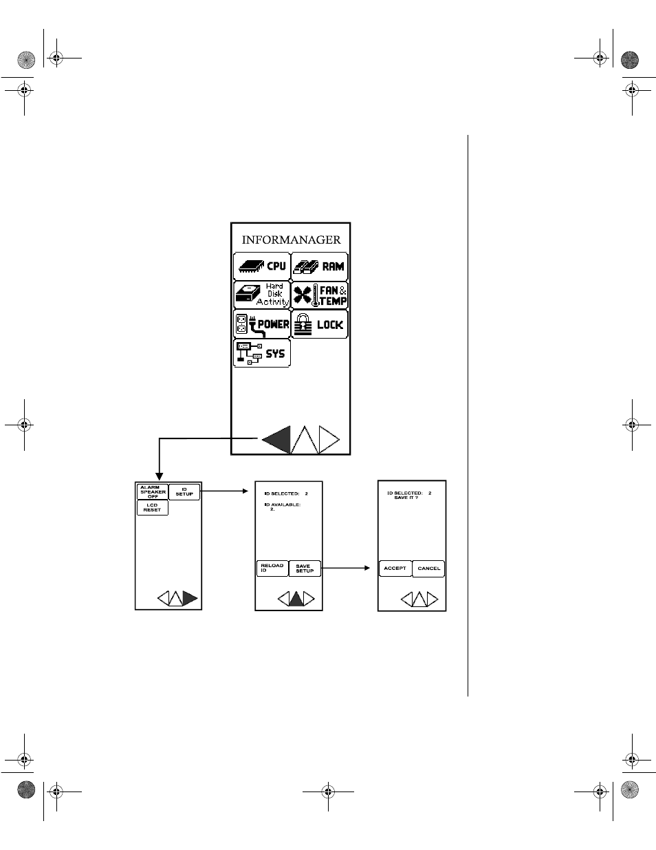 Alarm/id/speaker menu | Gateway ALR 9000 User Manual | Page 49 / 64