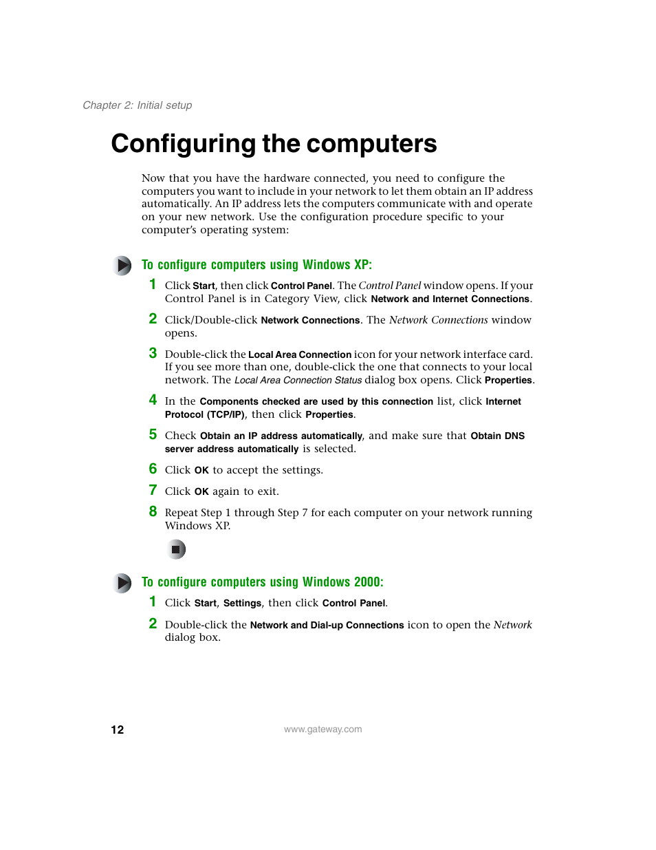 Configuring the computers | Gateway WBR-100 User Manual | Page 15 / 90