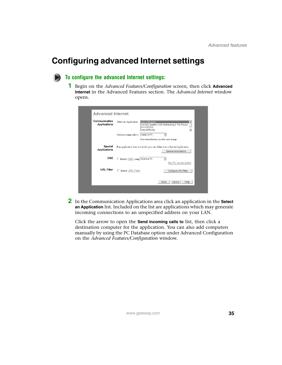 Configuring advanced internet settings | Gateway WBR-100 User Manual | Page 38 / 90