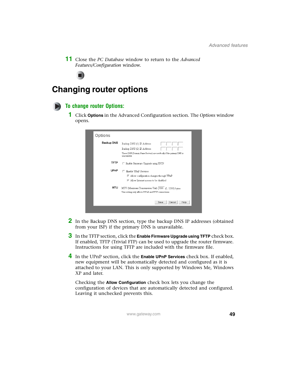 Changing router options | Gateway WBR-100 User Manual | Page 52 / 90
