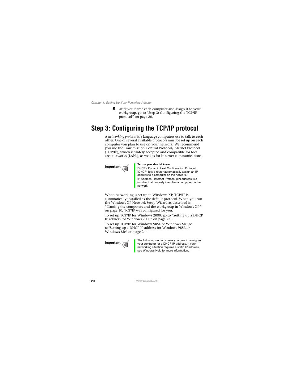 Step 3: configuring the tcp/ip protocol | Gateway PLU-300 User Manual | Page 24 / 68