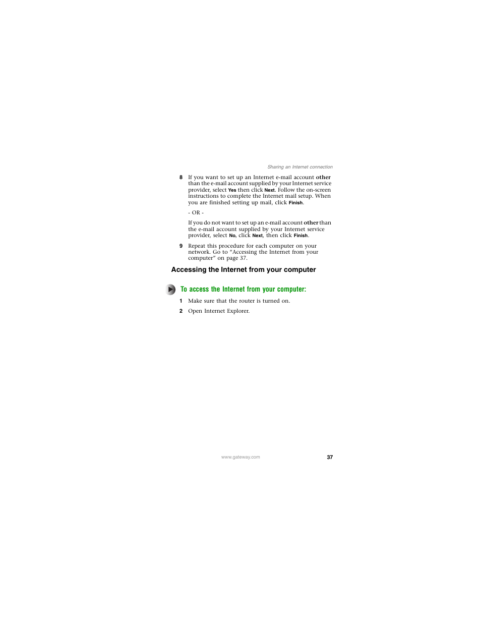 Accessing the internet from your computer | Gateway PLU-300 User Manual | Page 41 / 68