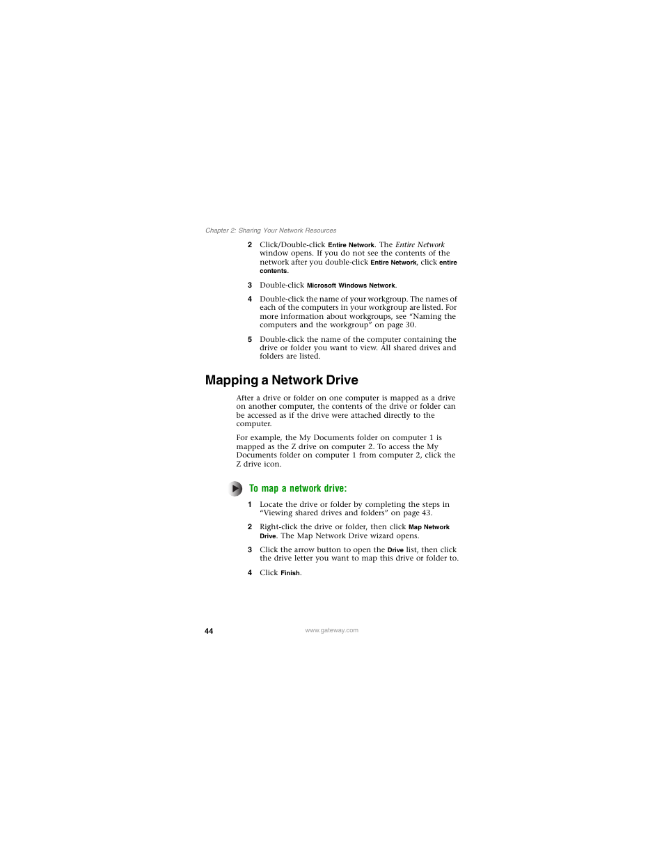Mapping a network drive | Gateway PLU-300 User Manual | Page 48 / 68