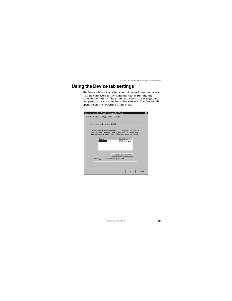 Using the device tab settings | Gateway PLU-300 User Manual | Page 53 / 68