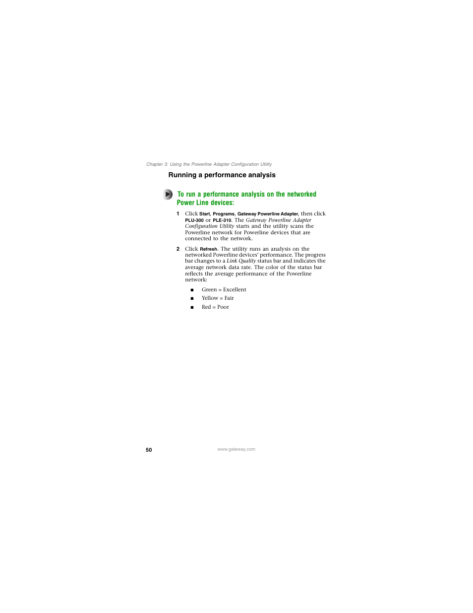 Running a performance analysis | Gateway PLU-300 User Manual | Page 54 / 68