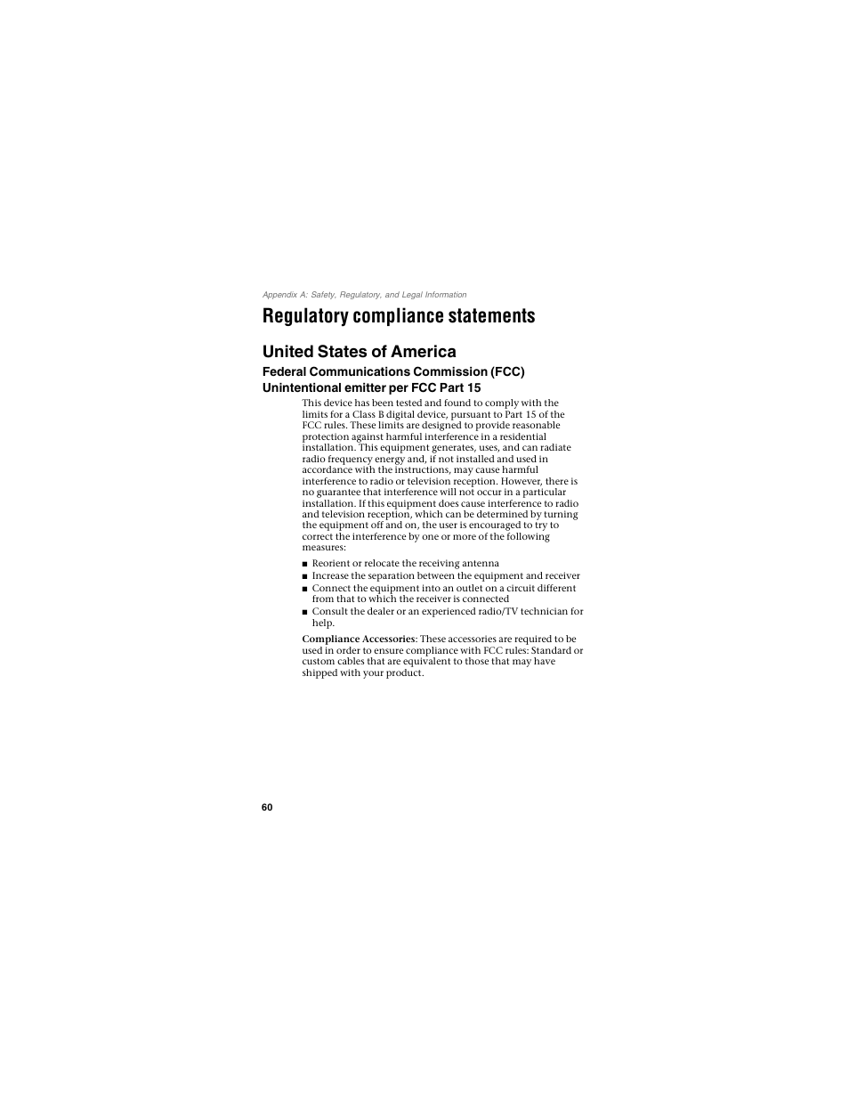 Regulatory compliance statements, United states of america | Gateway PLU-300 User Manual | Page 64 / 68