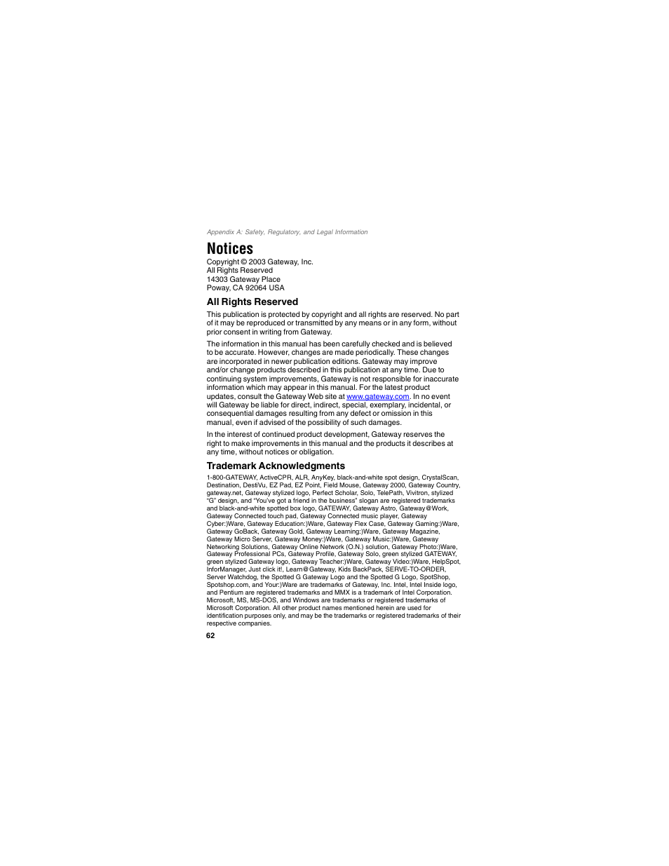 Notices | Gateway PLU-300 User Manual | Page 66 / 68