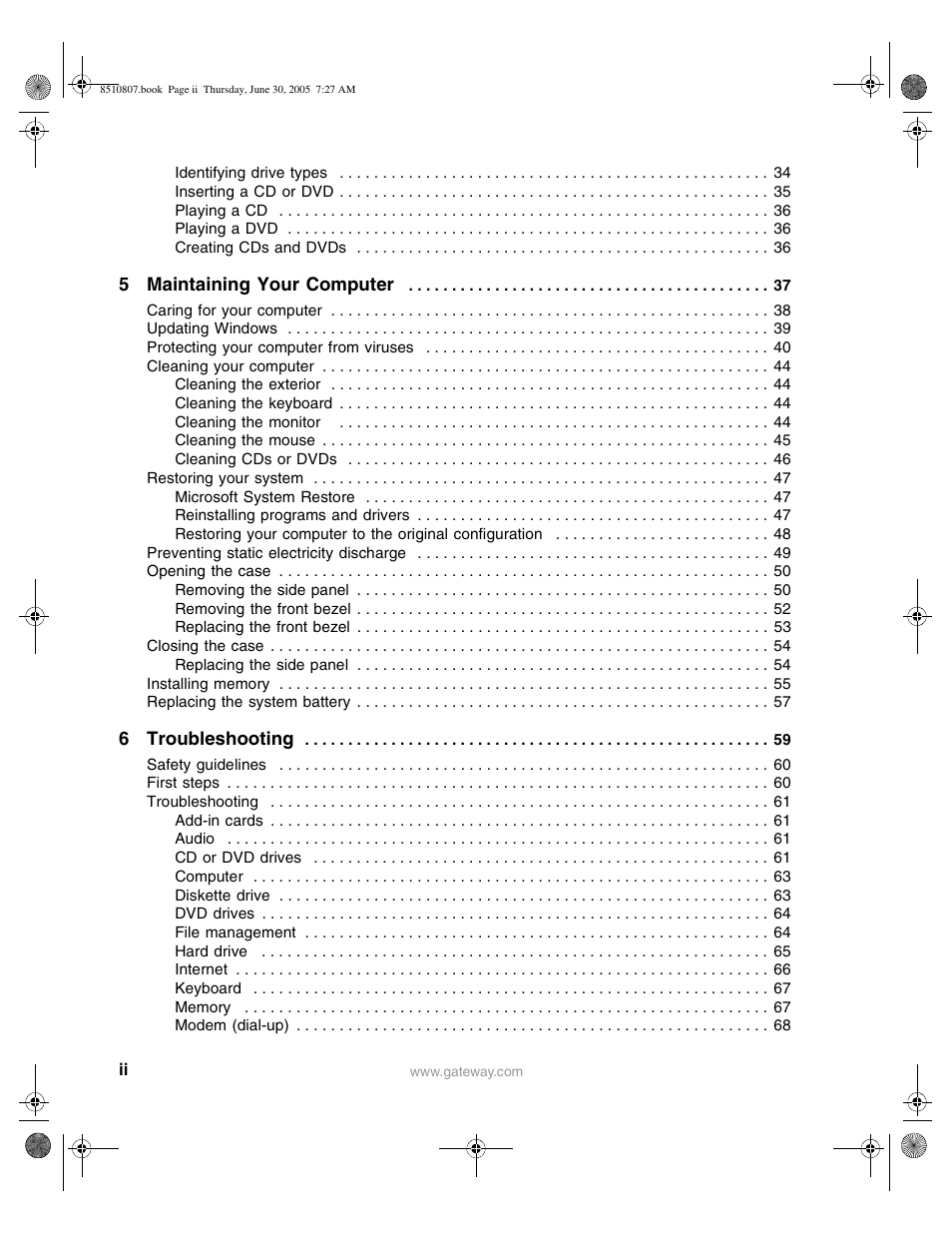 Gateway E-2500D User Manual | Page 3 / 110