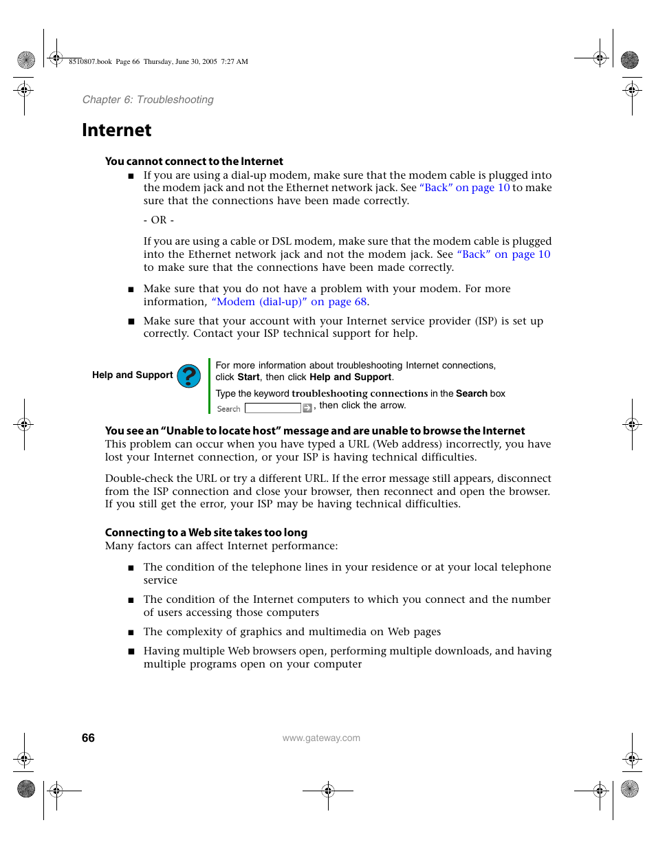 Internet | Gateway E-2500D User Manual | Page 71 / 110