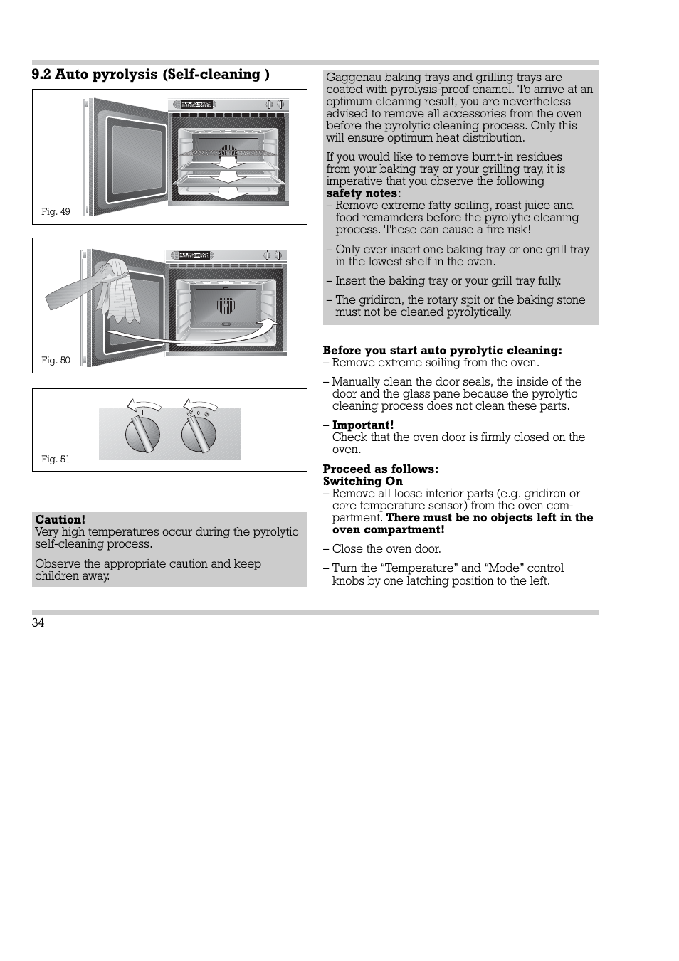 2 auto pyrolysis (self-cleaning ) | Gaggenau EB 270/271 User Manual | Page 35 / 42