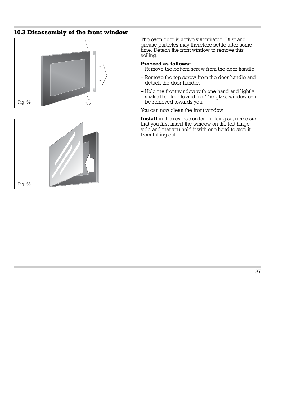 3 disassembly of the front window | Gaggenau EB 270/271 User Manual | Page 38 / 42