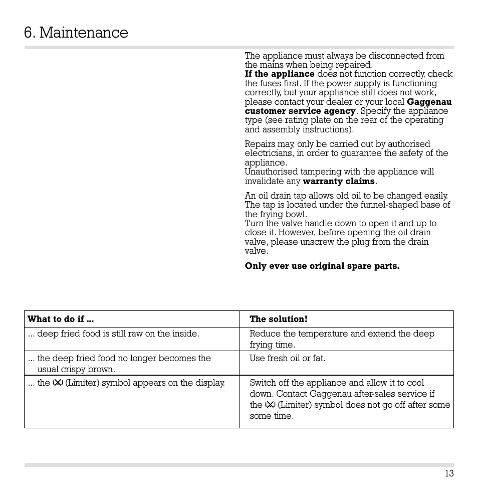 Maintenance | Gaggenau VF 230 User Manual | Page 14 / 18