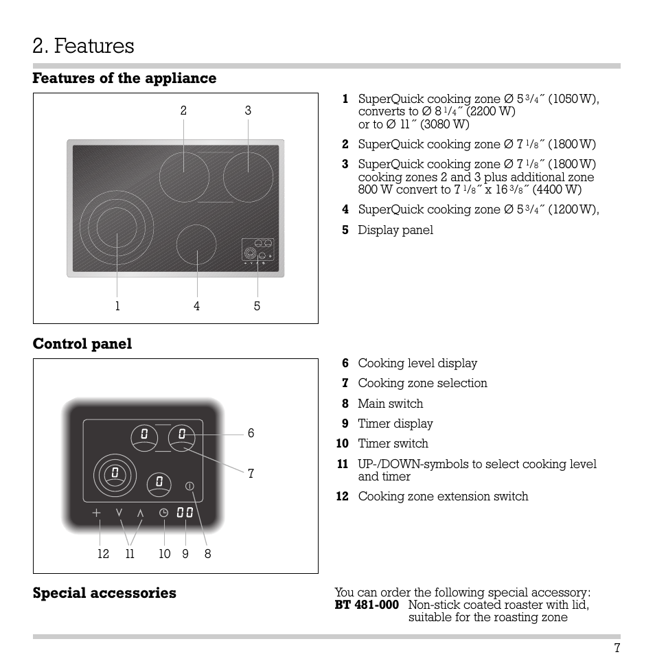 Features | Gaggenau CK 481-6 User Manual | Page 8 / 31