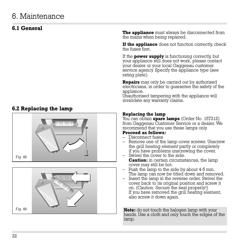Maintenance | Gaggenau EB 291 User Manual | Page 32 / 39
