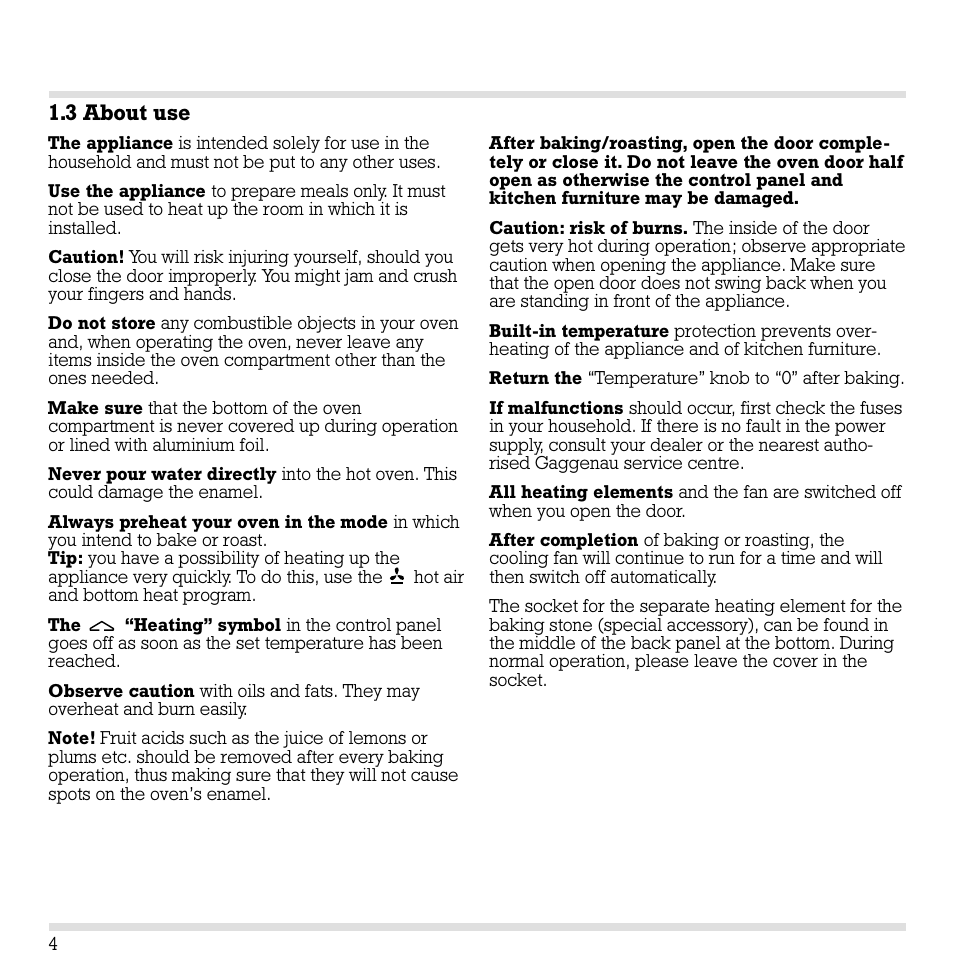3 about use | Gaggenau EB 210/211 User Manual | Page 5 / 31