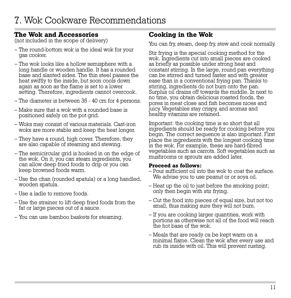 Wok cookware recommendations | Gaggenau KG 291 User Manual | Page 13 / 33