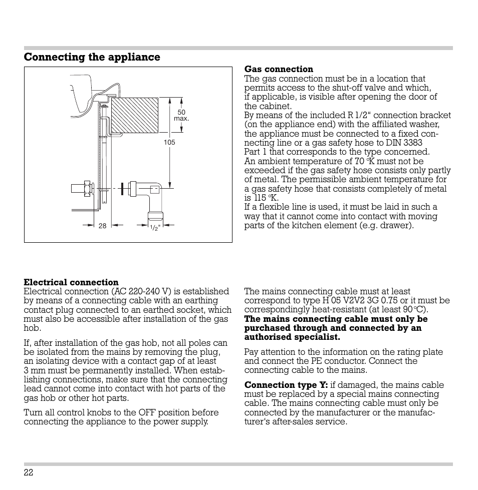 Connecting the appliance | Gaggenau KG 291 User Manual | Page 24 / 33