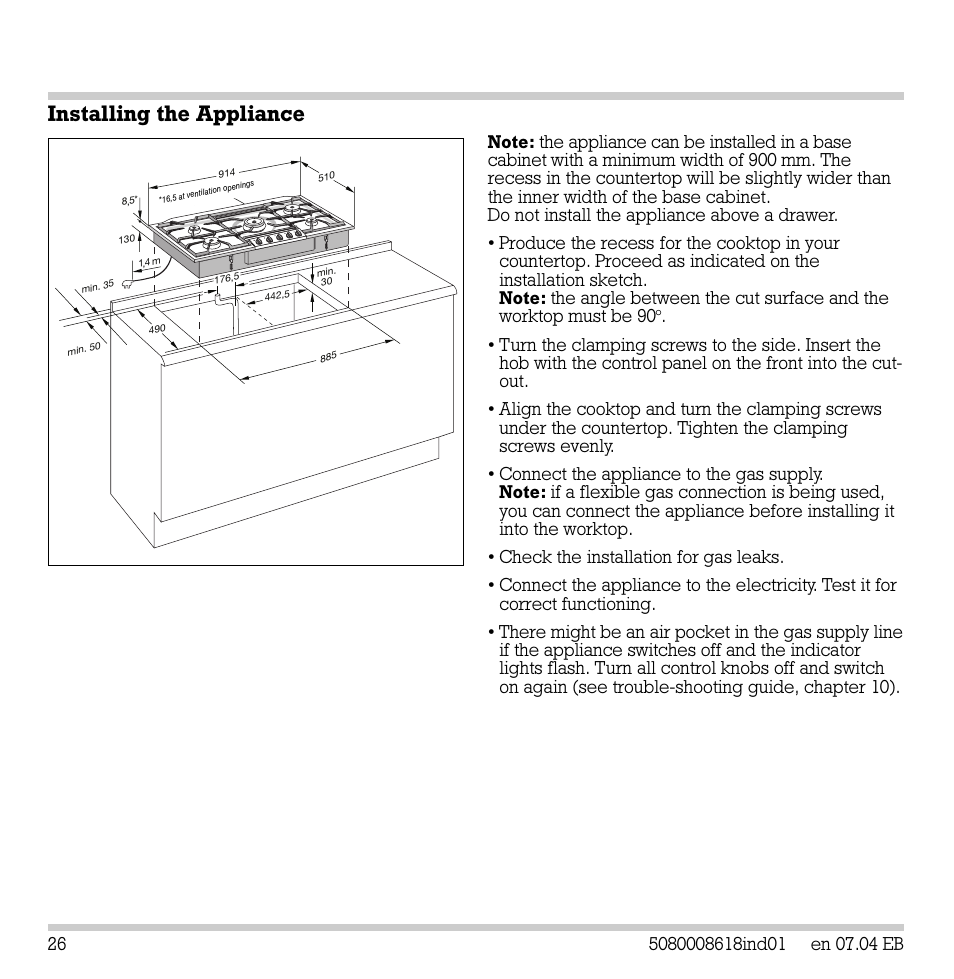 Installing the appliance | Gaggenau KG 291 User Manual | Page 28 / 33