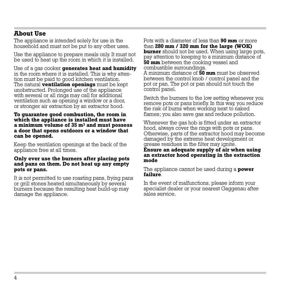 About use | Gaggenau KG 291 User Manual | Page 6 / 33