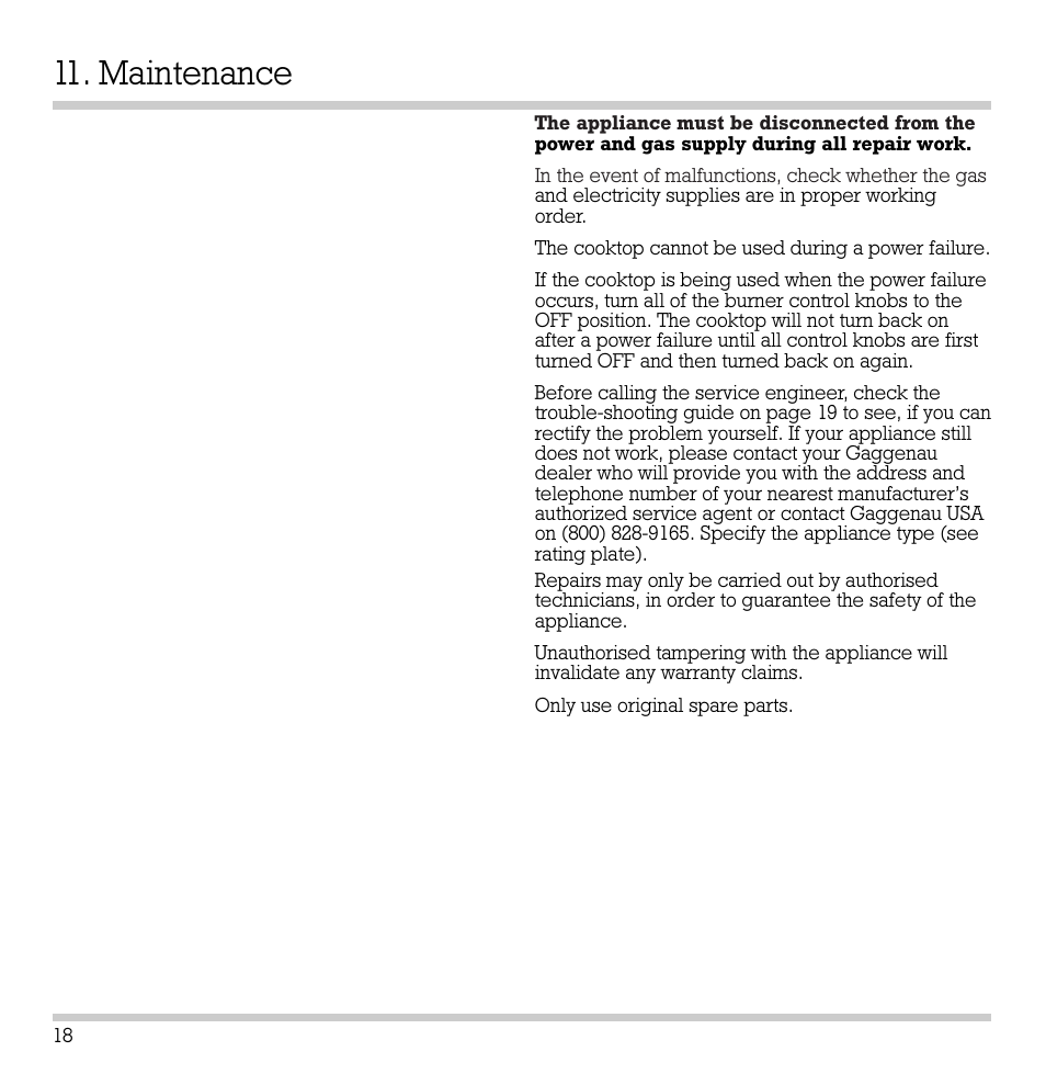 Maintenance | Gaggenau KG 291 CA User Manual | Page 19 / 31