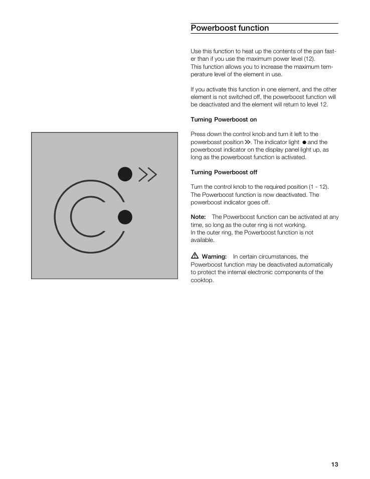 Powerboost function | Gaggenau VI 411611 User Manual | Page 13 / 52