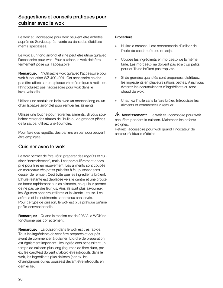 Cuisiner avec le wok | Gaggenau VI 411611 User Manual | Page 26 / 52